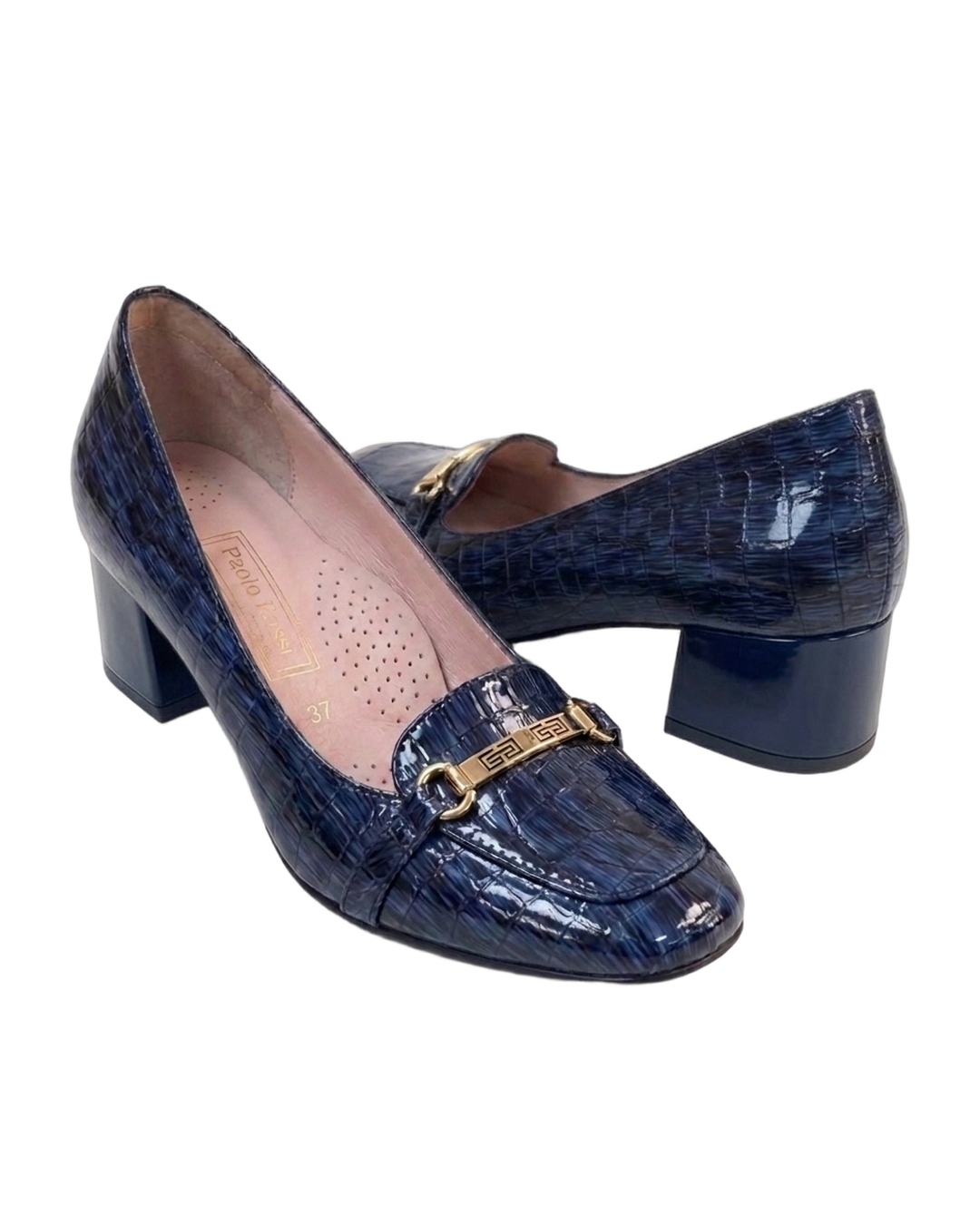 Paolo Rossi Cognac Amber Croc Low-Block Loafer